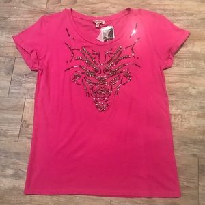 NWT Juicy Couture Glamour Pink Embellished Tee